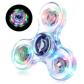 WELLVO 1Pcs LED Fidget Spinner for Kids Adults, Light up Sensory Fidget Toys for Kids 4-8 8-12 Anxiety Stress Relief, Classroom Prizes Glow in The Dark Hand Spinner Boys Girls Birthday Gifts