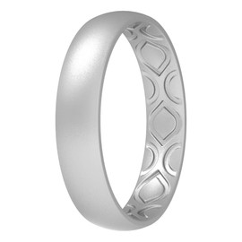 ThunderFit - Alianza de boda de silicona para mujer, transpirable, con ranuras de aireación, 4 mm de ancho, 1.5 mm de grosor, 12 anillos/8 anillos/4 anillos/1 anillo, 1 anillo - Plata, 12.5 - 13 (22.2mm)