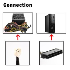 GBAuto 24 Pin to 6 Pin ATX PSU Power Adapter Cable for Dell Motherboard with 6 Pin Port for DELL 3650 3040 7040, 13.3-inch(34CM)