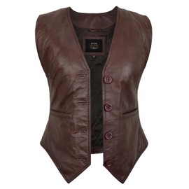 STOREJEES Womens Leather Vest Fashion Wear | Brown, XX-Large Vest