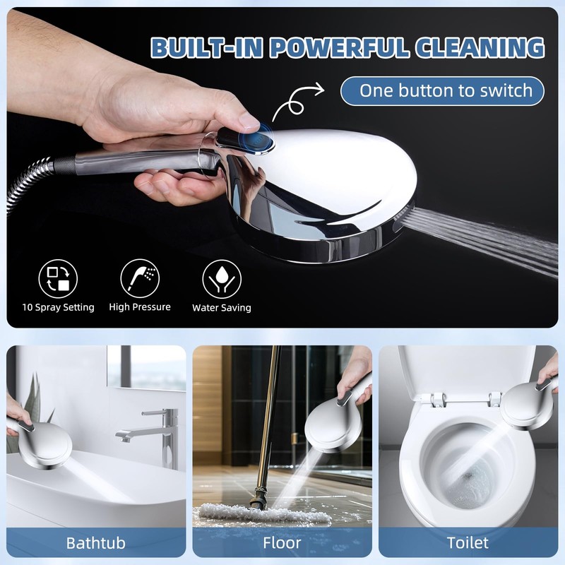 All Metal Rain Shower Head, 10” High Pressure Rainfall Shower