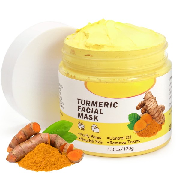 Turmeric Clay Face Mask, Turmeric Vitamin C Clay Mask, Turmeric Face Mask for Control of Acne, Wrinkles Skin Care Product for Hyper-Pigmented Skin