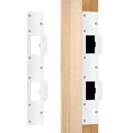 Double Holes Door Latch Plate, Adjustable Deadbolt Strike Plate for Home Security, Upgraded 2 in 1 Strike Plates for Exterior Doors or Interior Doors (White)