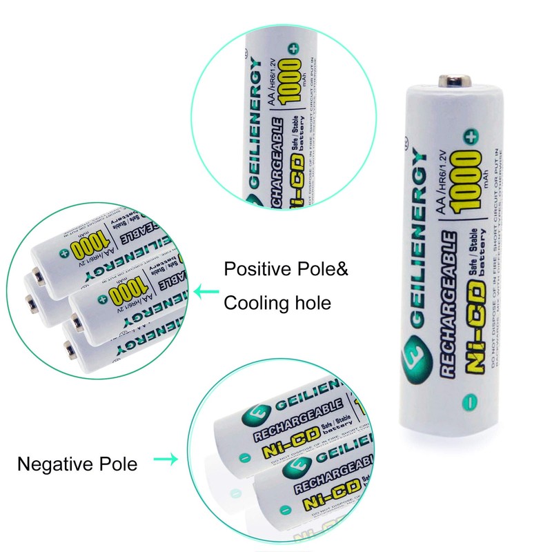 Solar Light AA Ni-CD 1000mAh Rechargable Batteries,AA Rechargeable Batteries for