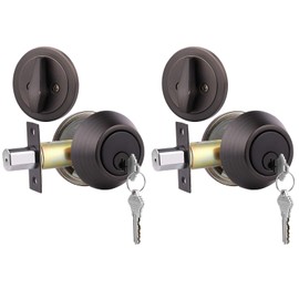 Gobrico 2 Keyed Alike Single Cylinder Deadbolts Door Lock with Same Key Oil Rubbed Bronze Finished