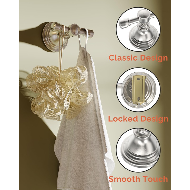 WZKALY Towel Hook for Bathrooms 2 Pack, Stainless Steel Robe