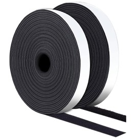 DNF 10 Yards (30 Feet) 1" Black Hook Loop Strips with Adhesive Heavy Duty, Multi-Purpose Picture Hanging Strips, Bulk Sticky Straps Wall Hanging Strips Anti Slip