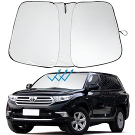 Car Windshield Sun Shade for Toyota Highlander 2008-2013 Foldable UV Ray Reflector Car Shade Toyota Highlander Sunshade Accessories Windshield Shade Keeps Your Vehicle Cooler