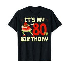 Watermelon 80th Birthday Party Dabbing Fruit Sunglasses T-Shirt