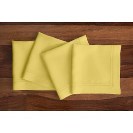 Solino Home Linen Hemstitch Napkins 20 x 20 Inch – 100% Pure Linen Sunshine Yellow Cloth Napkins Set of 4 – Double Hemstitch Dinner Napkins for Spring
