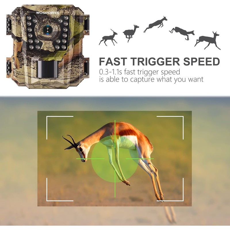 WOSPORTS Mini Trail Camera,24MP 1080P HD Game Camera Motion Activated