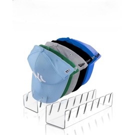 Acrylic Hat Rack Organizer for Baseball Caps – Cap Holder for 7 Hats, Wall Mount with Screws or Adhesive Tape, Stylish Display for Closet, Bedroom or Dresser – Clear or Black (Clear)