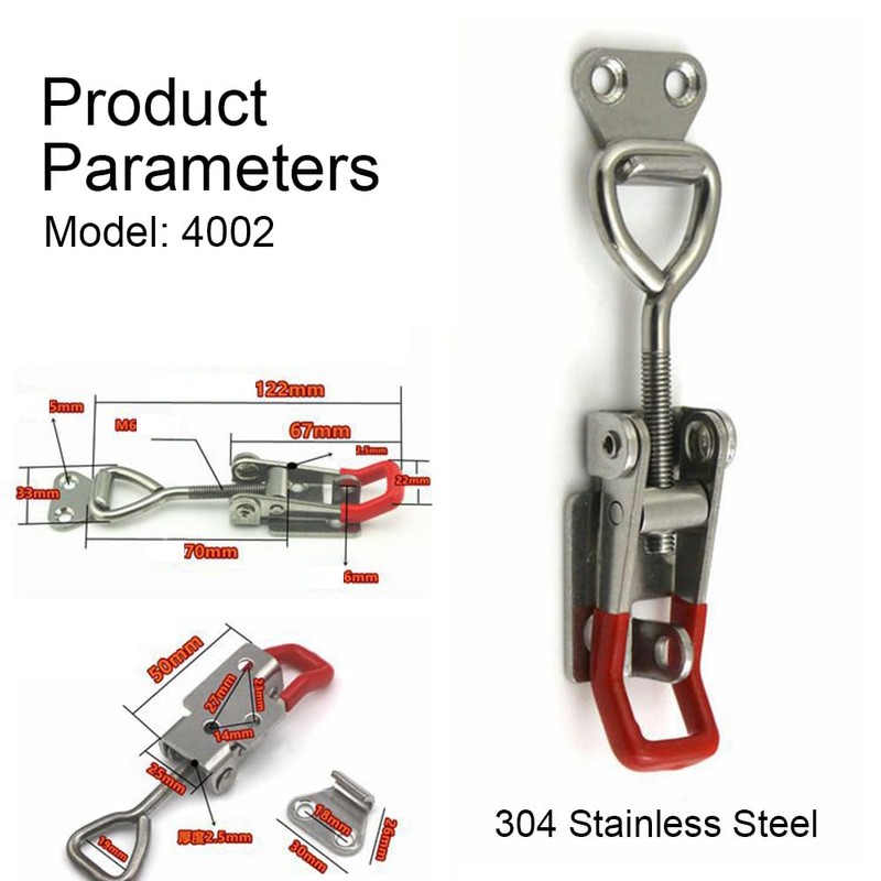 Aoktorkit 2PCS Toggle Clamp, 122mm, Stainless Steel, Red