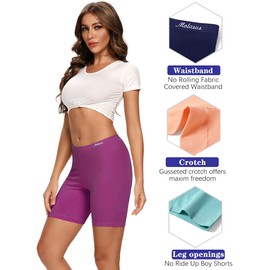 Molasus Womens Boxer briefs Cotton Boy Shorts Underwear Anti Chafing Bike Short Long Leg Under Shorts Multicolor 4 Pack Large