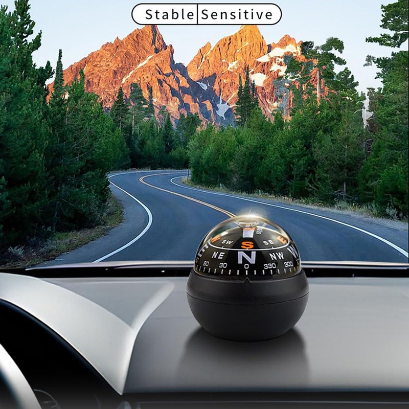 KanPas Dashboard Compass Ball with Double Dials for Cars Boats
