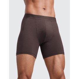 CRZ YOGA Men's Ultra-Soft Modal Boxer Briefs 5" - Double Lined Comfort Moisture Wicking Breathable Stretch Underwear 3-Pack Black/Blue/Brown Medium