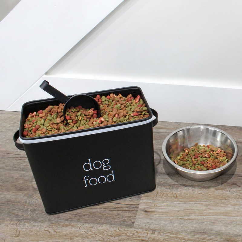 AuldHome Design Retro Dog Food Canister (Black); Modern Farmhouse Style