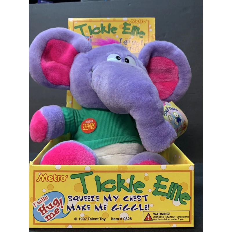Metro 1997 Tickle Twins - Ellie Elephant Purple Plush New