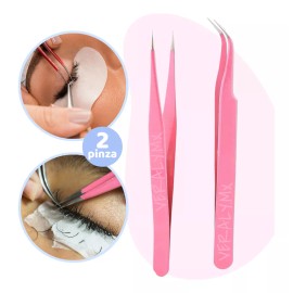 Veraly 2 Pinzas Para Extensiones D Pestañas Belleza Maquillaje Mink