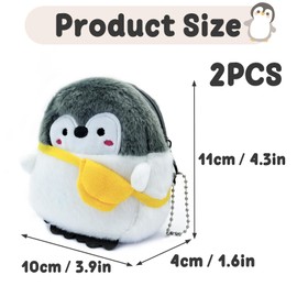 WisePoint Penguin-Shaped Coin Purse, 2PCS Plush Coin Pouch Coin Holder for Women, Cute Change Purse with Keychain and Zipper for Shopping, Traveling, Dating, Walking (Yellow)
