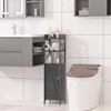 VECELO Small Bathroom Cabinet,Slim Toilet Paper Holder with Door&2 Shelves,