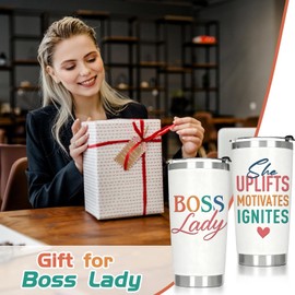 QTDS Boss Gifts for Women - Boss Lady Tumbler Gift for Women Manager Leader Supervisor - Thank You Appreciation Gifts to National Bosses Day, Christmas, Birthday, 20 OZ Stainless Steel Tumbler Cup