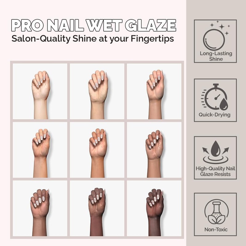 Pro Nail Wet Glaze - Clear Quick Top Coat Dry