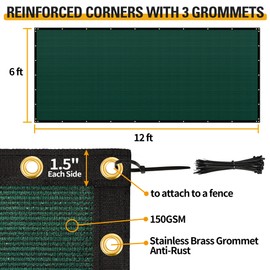 NEXCOVER Privacy Fence – 6' x 12' Heavy Duty Privacy Screen with Bindings & Brass Grommets, Commercial & Residential Fence Privacy Screen for Garden Yard Windscreen Wall Backyard. Green