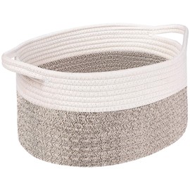 OUTBROS Storage Basket, Cotton Rope Braided Basket, Decorative Storage Basket, Braided Basket, Stackable, Multi-Purpose Organising Container, Beige/Brown