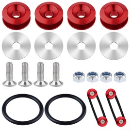 Bumper Quick Release Kit, Bumper Holder Bands Bumper Trunk Quick Release Fastener Kit for Front Rear Bumper Fasteners Universal Car Bumper (18pcs, Red)