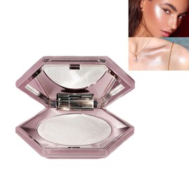 Highlighter Powder Makeup Palette, Diamond Shine Highlighter, Long Lasting Face Highlighter Palette, Lightweight Shimmer Colors for Highlighting and Contouring (Pearl White)