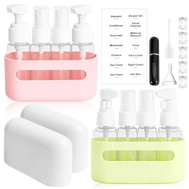 kit de viaje Silicona-Juego de 19 piezas,Botellas de Viaje Reutilizables para Artículos de Tocador,Kit Viaje Aseo Personal de 2 Oz/50 Ml,Sin BPA,Kit d