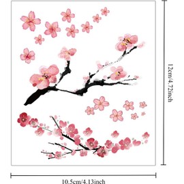 12 Hojas De Pegatinas Temporales Impermeables De Flores De Cerezo Para Clavícula Y Brazo.