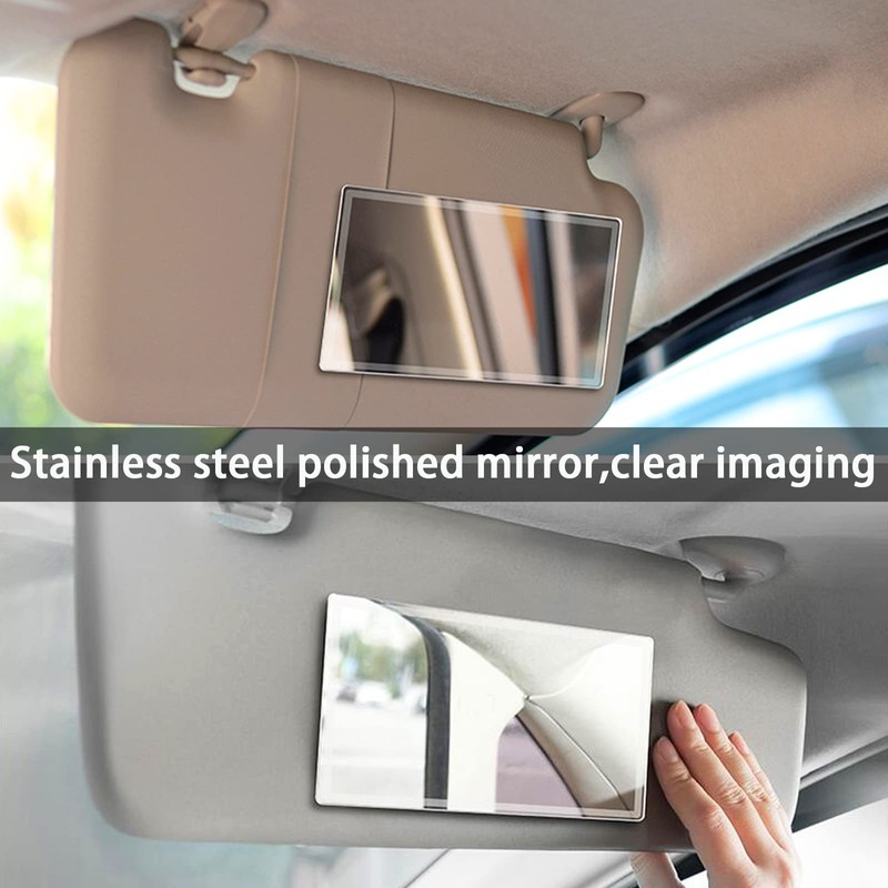Auto Sun Visor HD Makeup Mirror,Portable Self-Adhesive Seatback Stainless Steel
