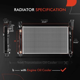 A-Premium Engine Coolant Radiator Assembly with Engine Oil Cooler Compatible with Dodge Grand Caravan, Caravan & Plymouth Grand Voyager, Voyager 93-95 3.0L, Automatic Trans., Replace# 8011392, 4644045