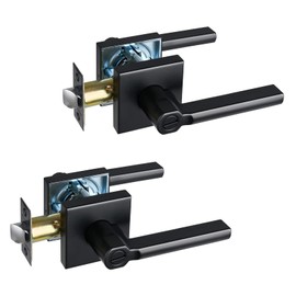 NEWBANG Square Heavy Duty Bathroom Lever Door Handle in Matte Black Finish(for Bedrooms, Bathrooms or Guest Rooms) Left or Right Handed,NO Keys Door Leverset,HD1601-DB-BK-BR-2P