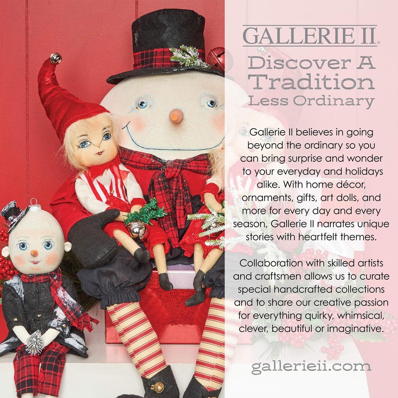 GALLERIE II Black Cat Reindeer Figurine Red