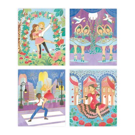 Janod - J07964 Watercolour Painting Set - Les Ateliers du Calme - Children's Creative Hobby Kit - 4 Paintings with Gilding - Fine Motor Skills and Concentration - Ages 6 Years and Above