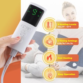 Electric Heating Pad for Back, 12'' x 50'' Heating Pad Wrap, Lumbar Warmer Pad for Waist Belly Leg, Fast Heating, 9 Temperature Settings, 4 Gears Timing, Overheating Protection, Navy Blue