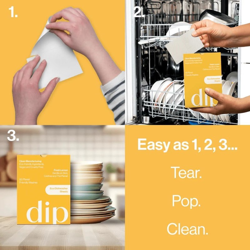 Dip Dishwasher Sheets | Eco-Friendly Alternative to Dishwasher Tablets |