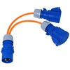 SPARES2GO 16A Splitter Cable 240V Generator 2 Way Hook Up