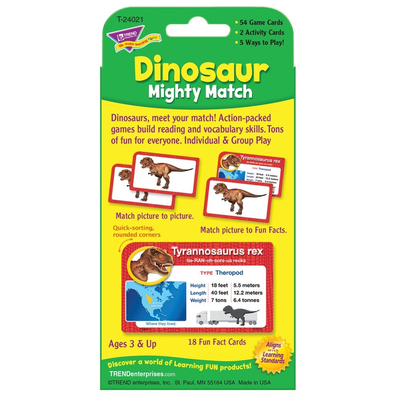 TREND ENTERPRISES, INC. Dinosaur Mighty Match Challenge Cards