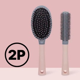 1+1 Women's Volume Hair Brush Anti-Tangle Dry Comb Paddle + Roll 2 Types, 1 Piece, Pink / 1+1 여성 볼륨 헤어 브러쉬 엉킴방지 드라이빗 패들 + 롤 2종 모두, 1개, 핑크