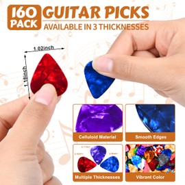 360pcs 0.46/0.71/0.96mm Celluloid Guitar Picks Includes Thin Medium Heavy Thickness Random Color Guitar Plectrums for Bass Electric Acoustic Guitars