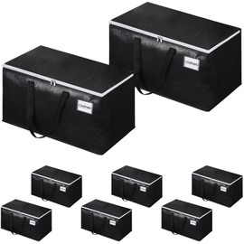 EpicTotes Extra Large Moving Boxes-Moving Bags with Zipper, Carrying Handles and Tag Pocket-Moving Supplies for Space Saving-Totes for Storage - for Moving, Storage, Camping and Travel 93L-8 Pack