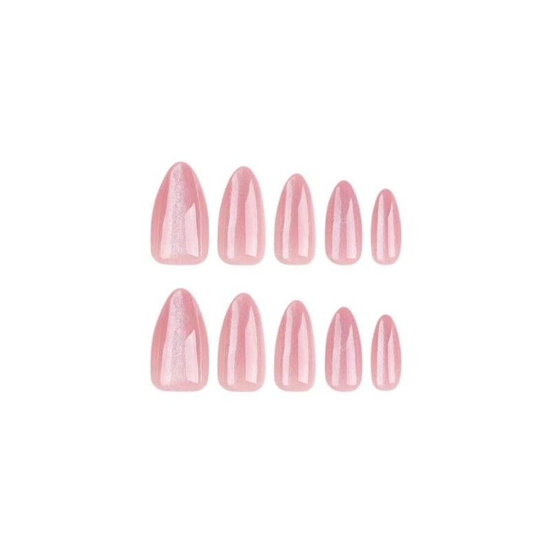 Hkanlre Uñas postizas color almendra, cobertura total, uñas postizas medianas,