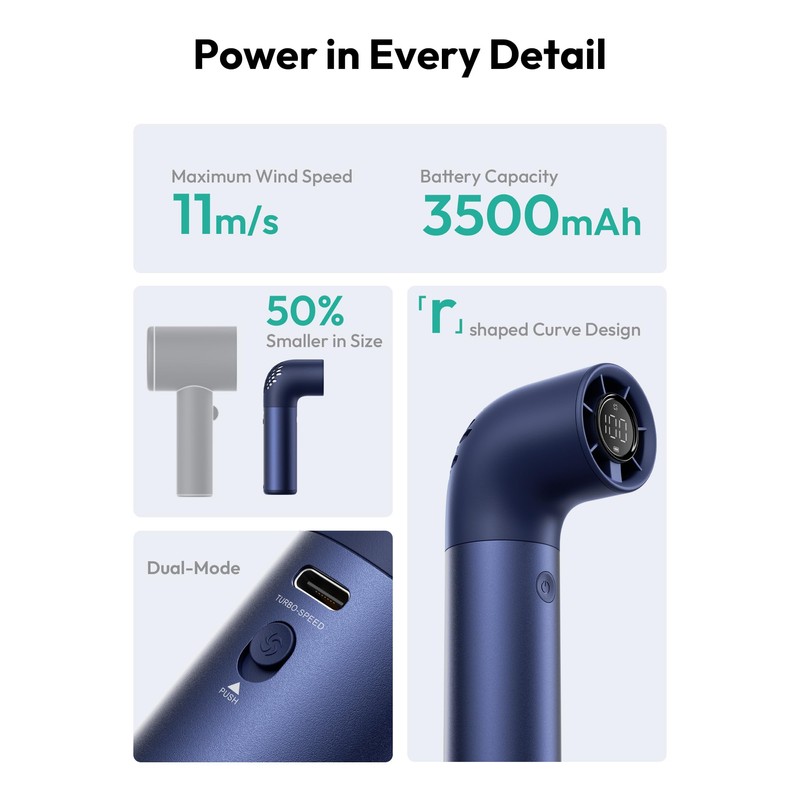 Aecooly Portable Handheld Fan, Powerful Turbo Air Tube Fan, 19000