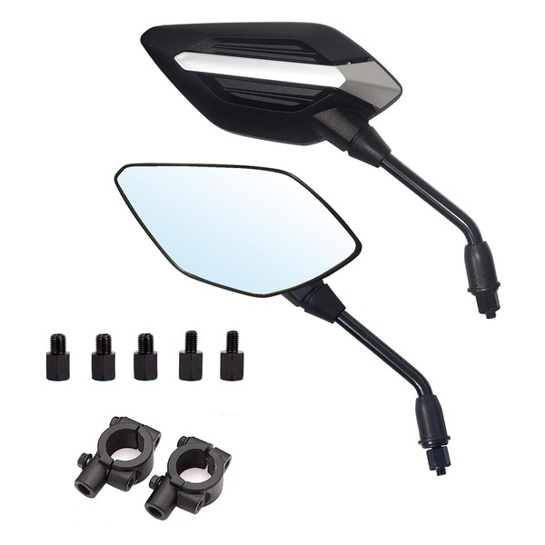 Mamiko 8MM Motorcycle Mirrors Universal for 7/8"Handlebars Bike Mirror Compatible with ATV Snowmobile Scooter Moped Dirt Bike Sportsman - Convex Mirrors