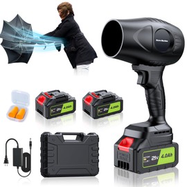 Electric-Cordless-Leaf-Blower - 600000RPM Handheld Leaf Blower - 2 X 4.0Ah Batteries and Charger Included, Lightweight Leaf Blowers for Patio Cleaning Pure Black