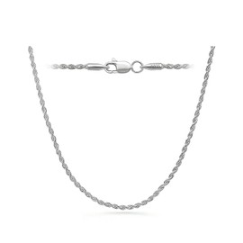 Meeran Sterling Silver Necklace for Men, 925 Silver Chain for Men Women 2mm Rope Chain Mens Women Jewelry